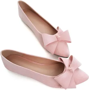SAILING LU Pointy Toe Ballet Flats for Women with Cute Bowknot Elegant Slip-ons Soft Support Daily Walking Shoes