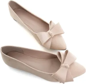 SAILING LU Pointy Toe Ballet Flats for Women with Cute Bowknot Elegant Slip-ons Soft Support Daily Walking Shoes