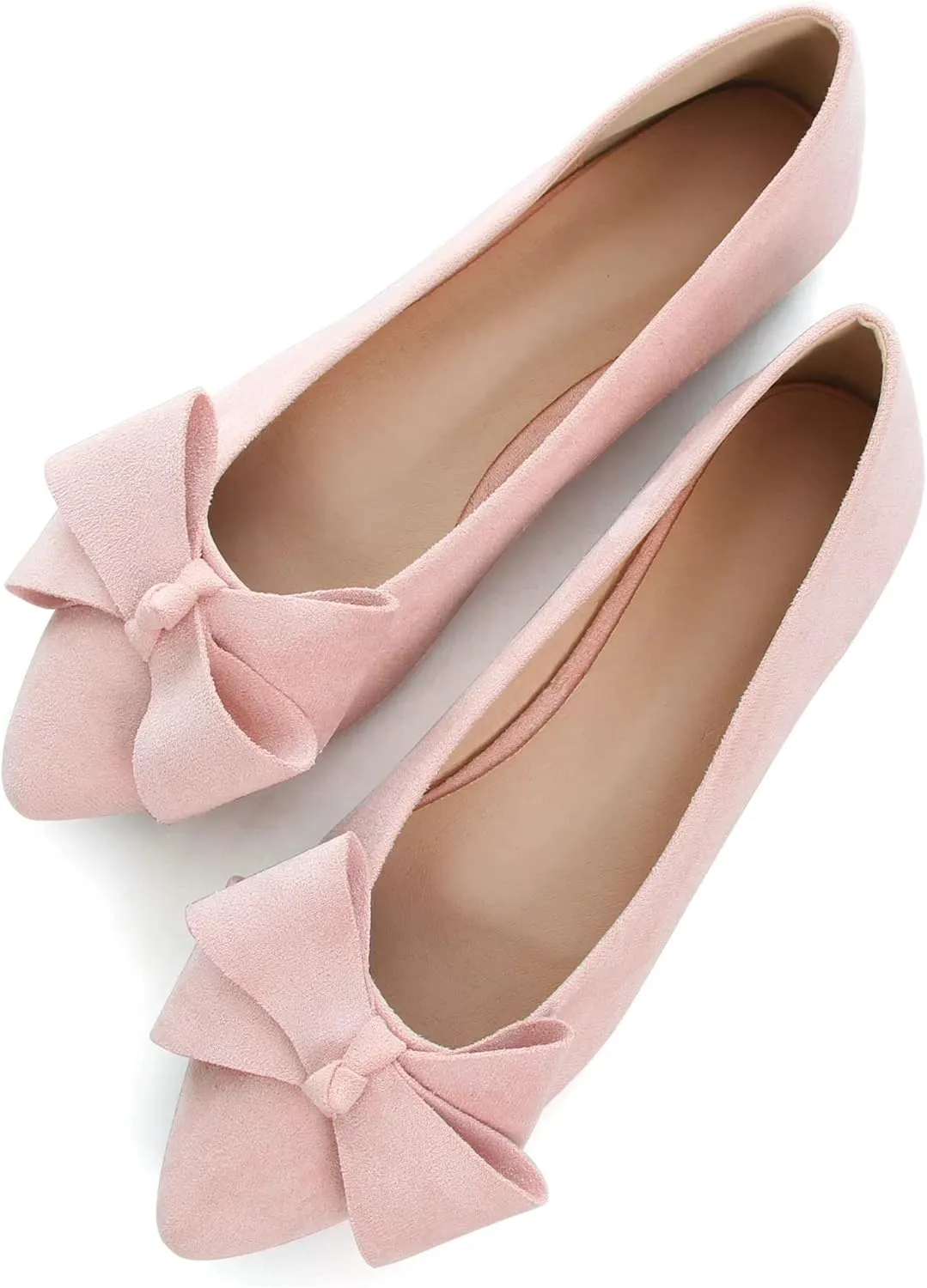 SAILING LU Pointy Toe Ballet Flats for Women with Cute Bowknot Elegant Slip-ons Soft Support Daily Walking Shoes