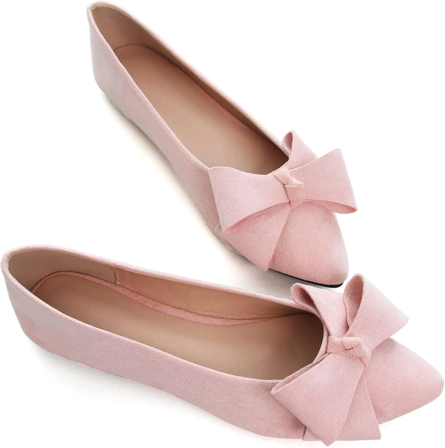 SAILING LU Pointy Toe Ballet Flats for Women with Cute Bowknot Elegant Slip-ons Soft Support Daily Walking Shoes