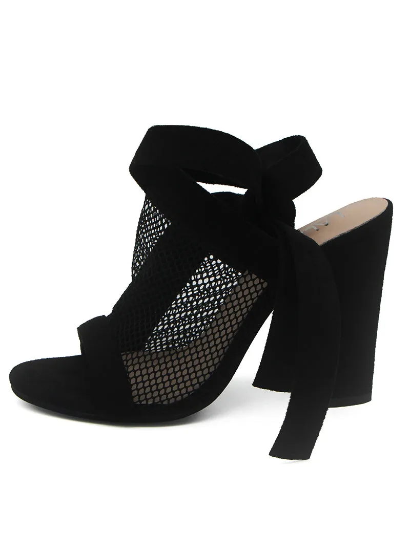 Sandals Bandage Flock Cross Strap Lace Up High Heels