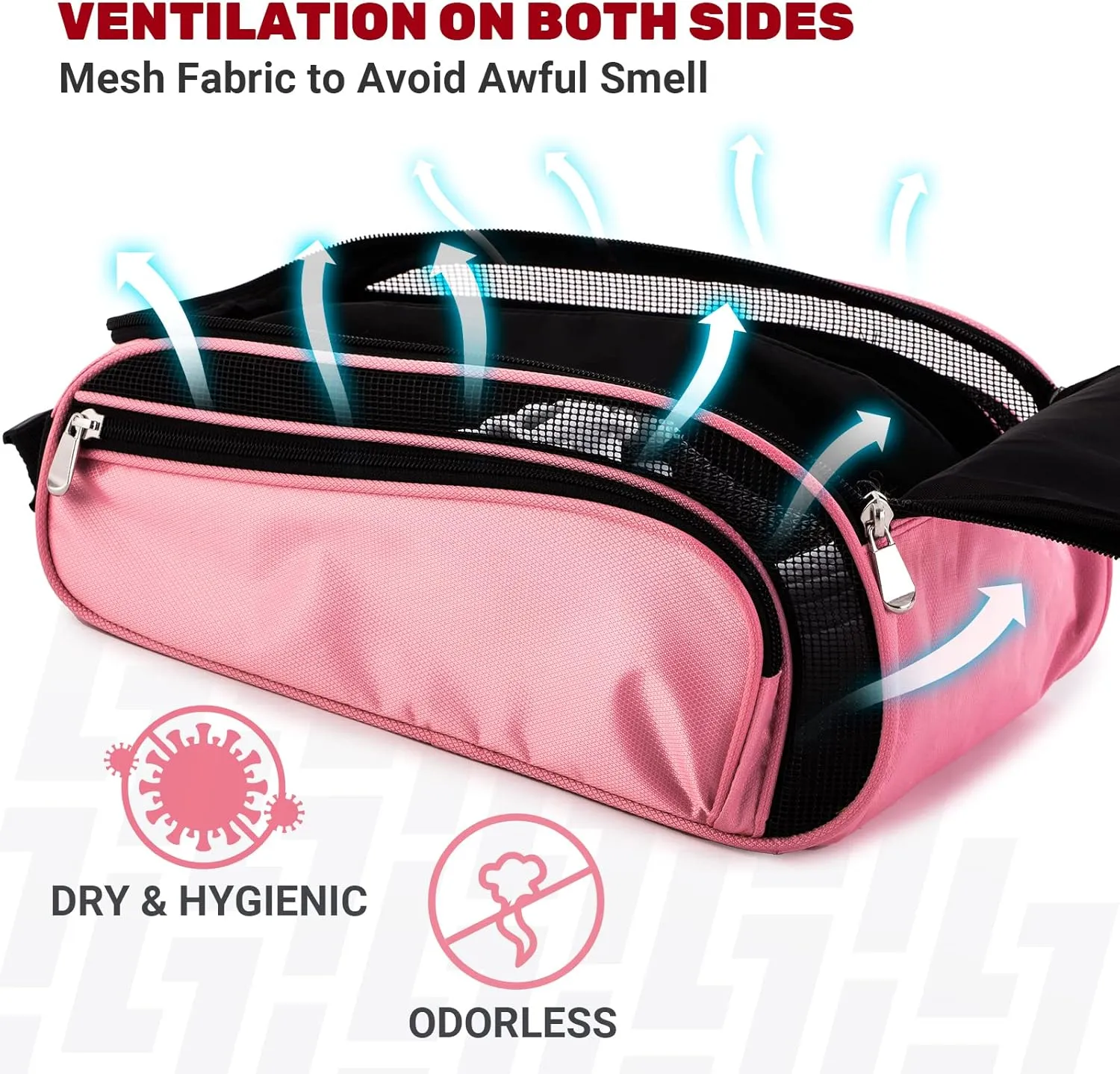 SAPLIZE Golf Shoe Bag for Women, with Mesh Ventilation & Outside Pocket for Golf Aceesories, Breathable Shoe Carrier Tote Bags, Sports Travel Shoe Storage Organizer Bag, Pink