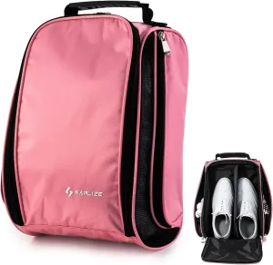 SAPLIZE Golf Shoe Bag for Women, with Mesh Ventilation & Outside Pocket for Golf Aceesories, Breathable Shoe Carrier Tote Bags, Sports Travel Shoe Storage Organizer Bag, Pink