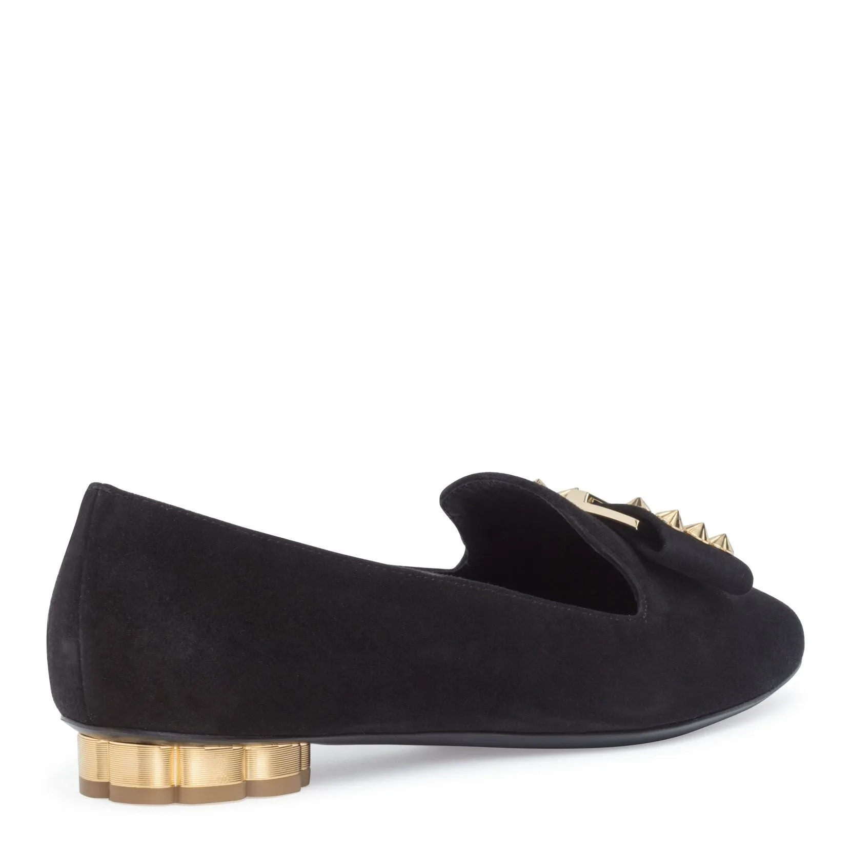 Sarno 10 black suede stud flats