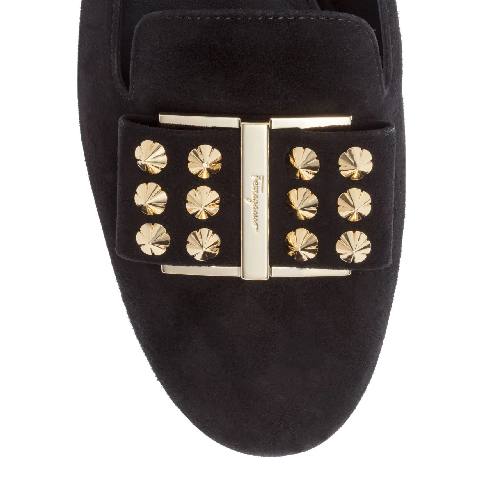 Sarno 10 black suede stud flats