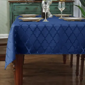 SASTYBALE Jacquard Tablecloth Flower Pattern Polyester Table Cloth Spill Proof Dust-Proof Wrinkle Resistant Table Cover for Kitchen Dining Tabletop Decoration (Rectangle, 60" x 84" (6-8 Seats),Navy)