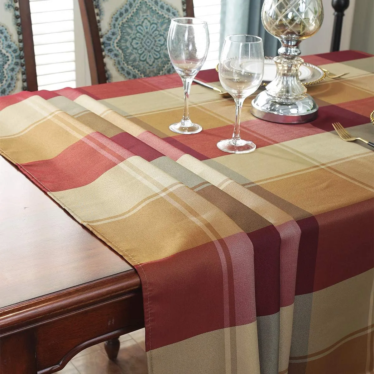 SASTYBALE Rectangle Tablecloth Checkered Style Polyester Table Cloth Spillproof Heavy Weight Table Cover for Kitchen Dinning Tabletop (Rectangle/Oblong, 52" x 70" (4-6 Seats), Red)