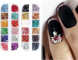 S.A.V.I 2 Box Set Multicolor Nail Flat Back Crystal Rhinestone Stone Nail Art
