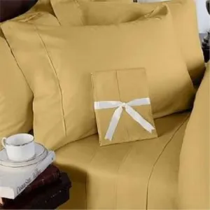 Scala 600 Tc 100% Egyptian Cotton Sheet Set Gold Solid Queen Size Offer-347