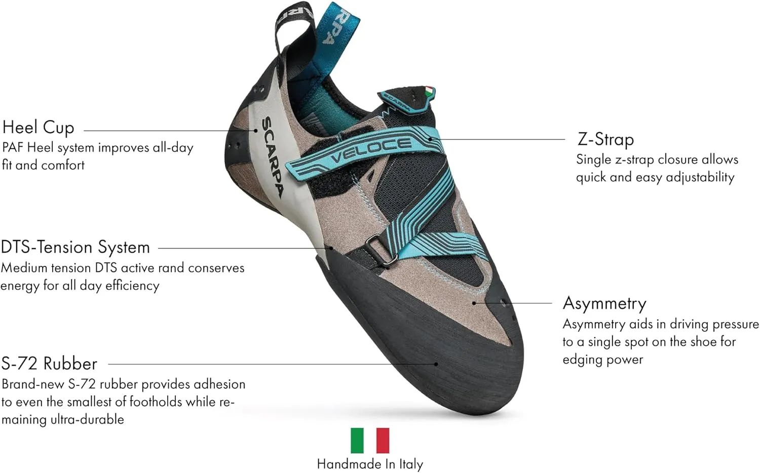 SCARPA Women's Veloce Rock Climbing Shoes for Gym Climbing - Low-Volume, Women's Specific Fit