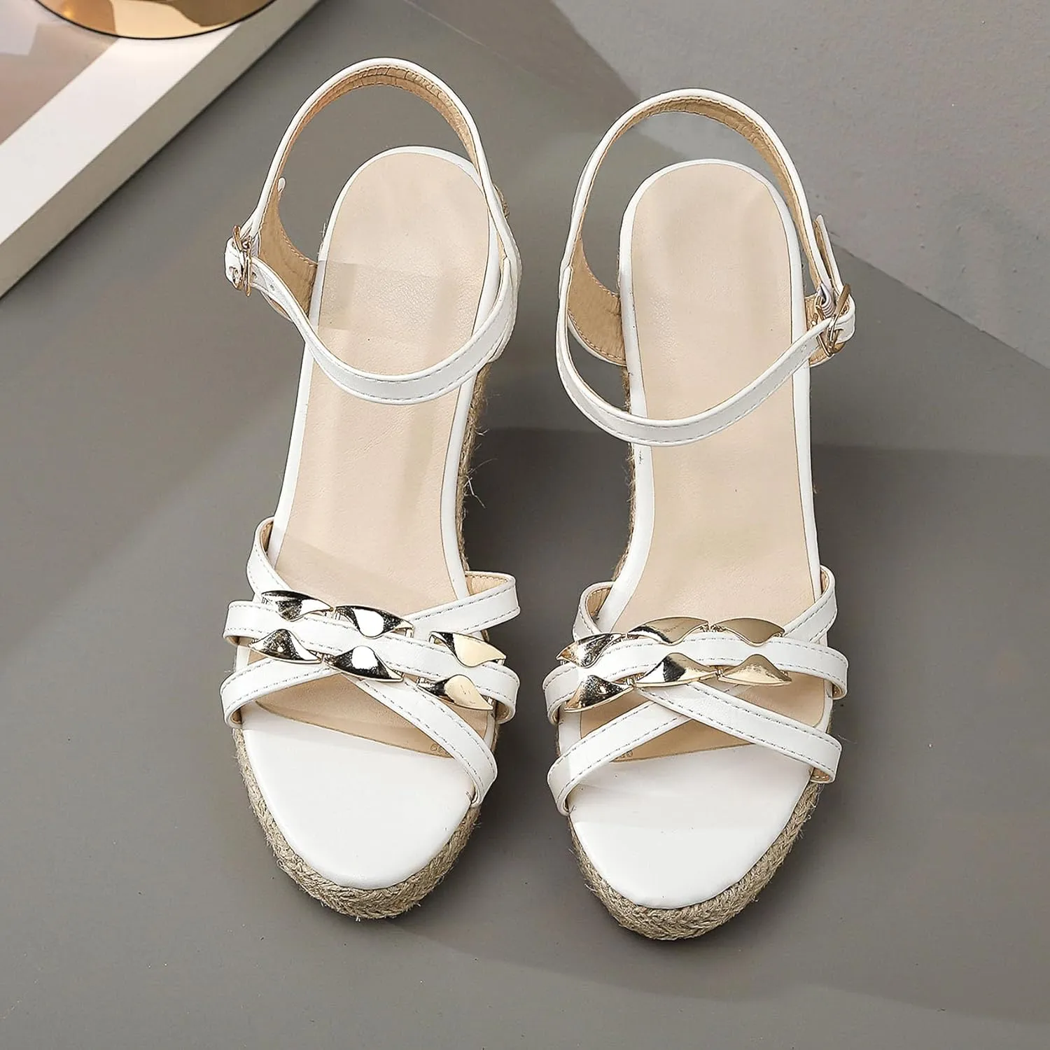 SHEMEE Women's Peep Toe Wedge Heels Sandals Stylish Platform High Heeled Sandals