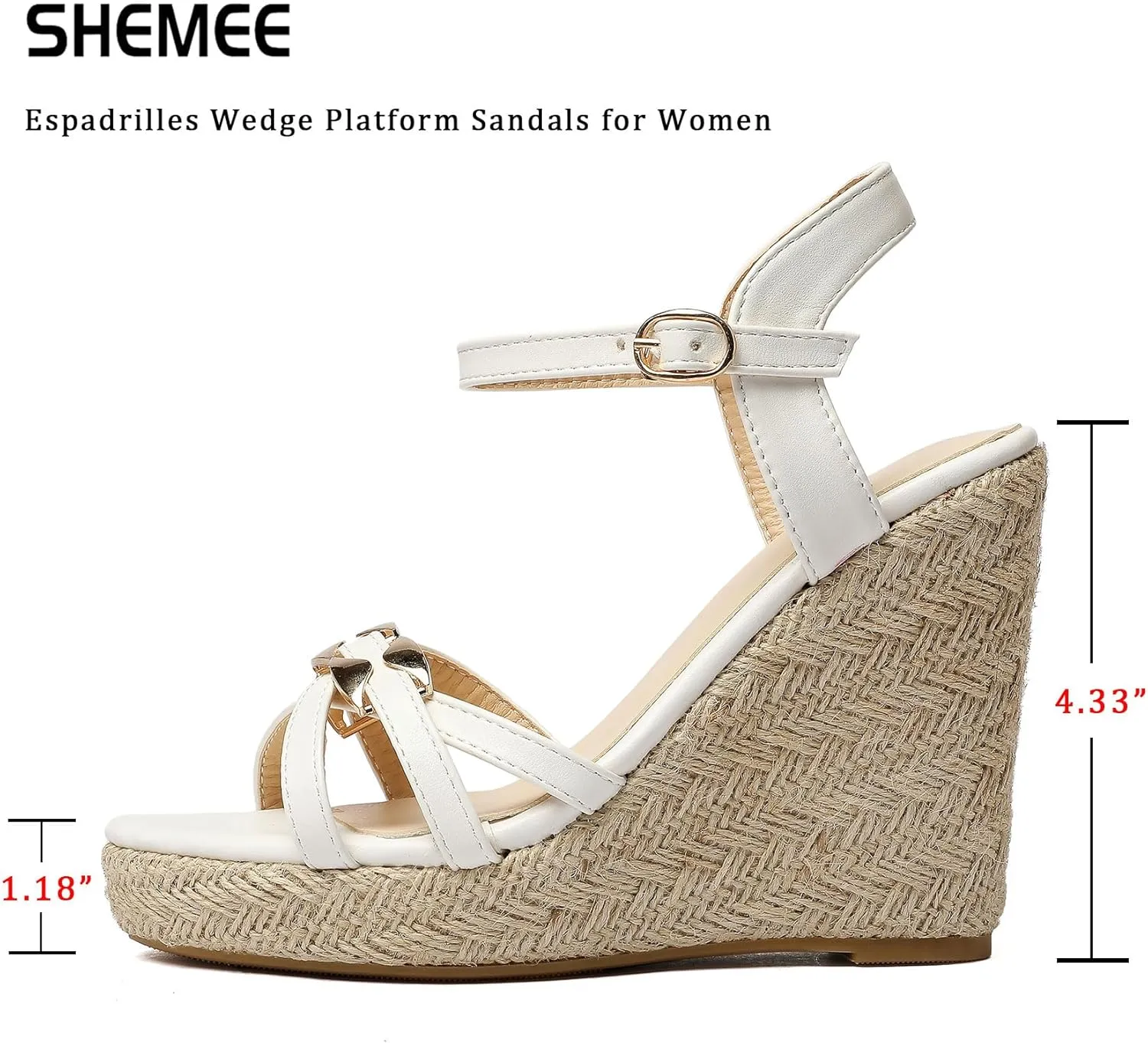 SHEMEE Women's Peep Toe Wedge Heels Sandals Stylish Platform High Heeled Sandals
