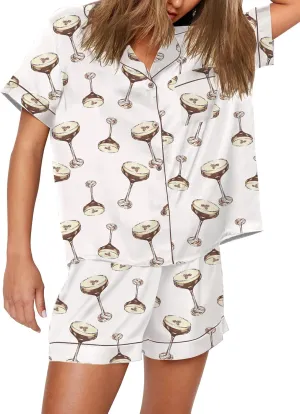 SHESHOW Funny Graphic Pajamas for Women Set Button Down Short Sleeve Top and Shorts Pjs Sets Sleepwear XS-XXL