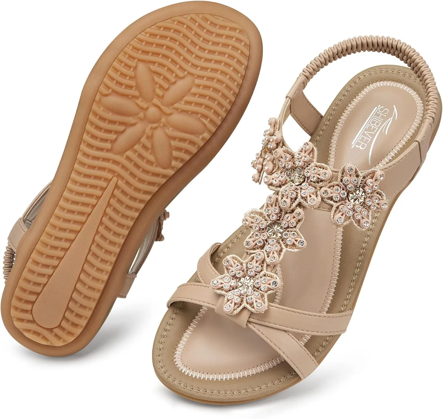SHIBEVER Dressy Flat Sandals for Women: Summer Comfortable Walking Womens Sandal