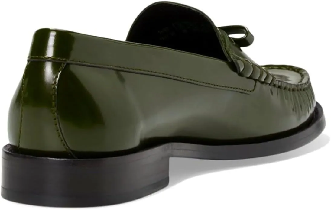 SHODENSE Women Flat Bow Loafers Closed Round Toe Slip On Loafer Flats Patent Leather Penny Loafers Pleated Metallic Oxford Shoes Office Ladies Work Fashion Casual Club Driver Flats Chic Fall 4-11 M US