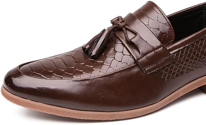 Shoes Men's British Round-Toe Slip-on Loafers Versatile Casual Low Heeled Oxford Shoes Men Comfortable Breathable Shoes for Wedding Parties Business