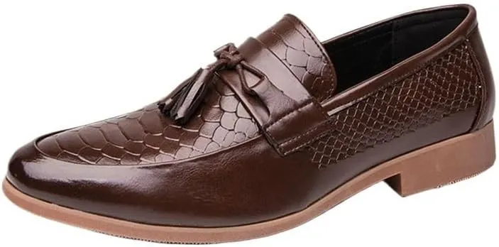 Shoes Men's British Round-Toe Slip-on Loafers Versatile Casual Low Heeled Oxford Shoes Men Comfortable Breathable Shoes for Wedding Parties Business