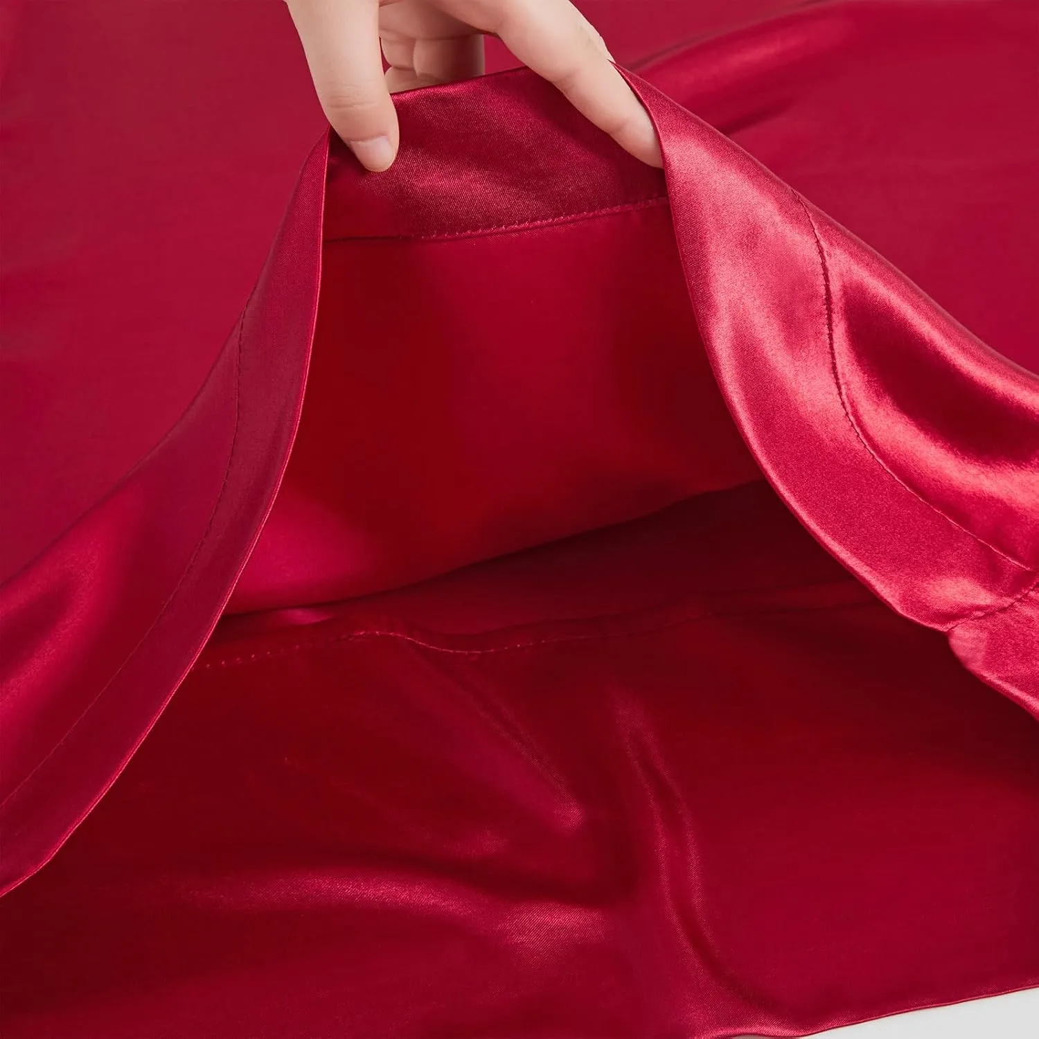 Silk Like Satin Bed Sheets, 6-Piece Burgundy California King Size Satin Sheets for Hair and Skin, Luxury Silky Bedding Set with Deep Pocket for Mattress (California King, Burgundy)