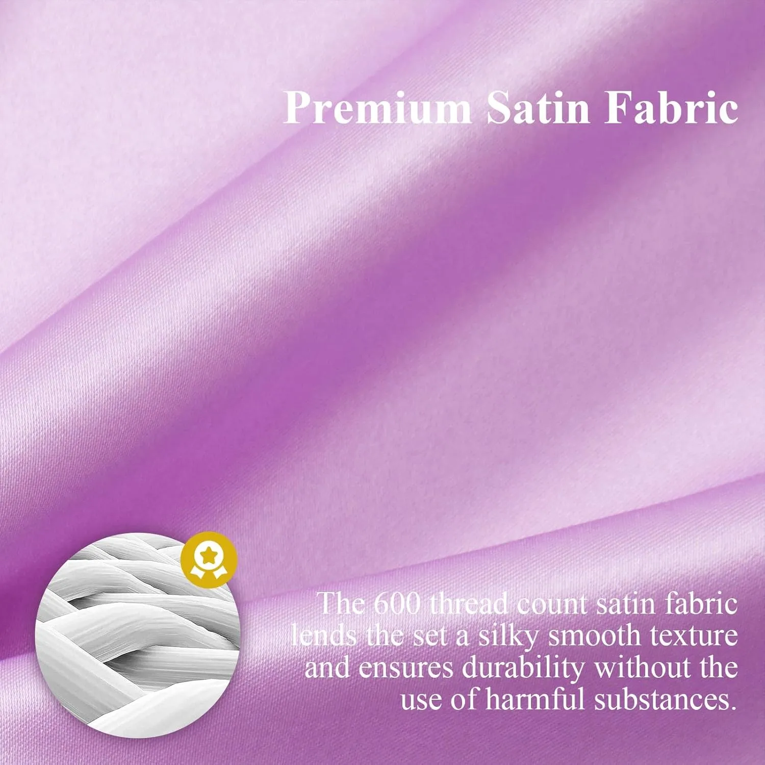 Silk Like Satin Bed Sheets, 6-Piece Lavender California King Size Satin Sheets for Hair and Skin, Luxury Silky Bedding Set with Deep Pocket for Mattress (California King, Lavender)