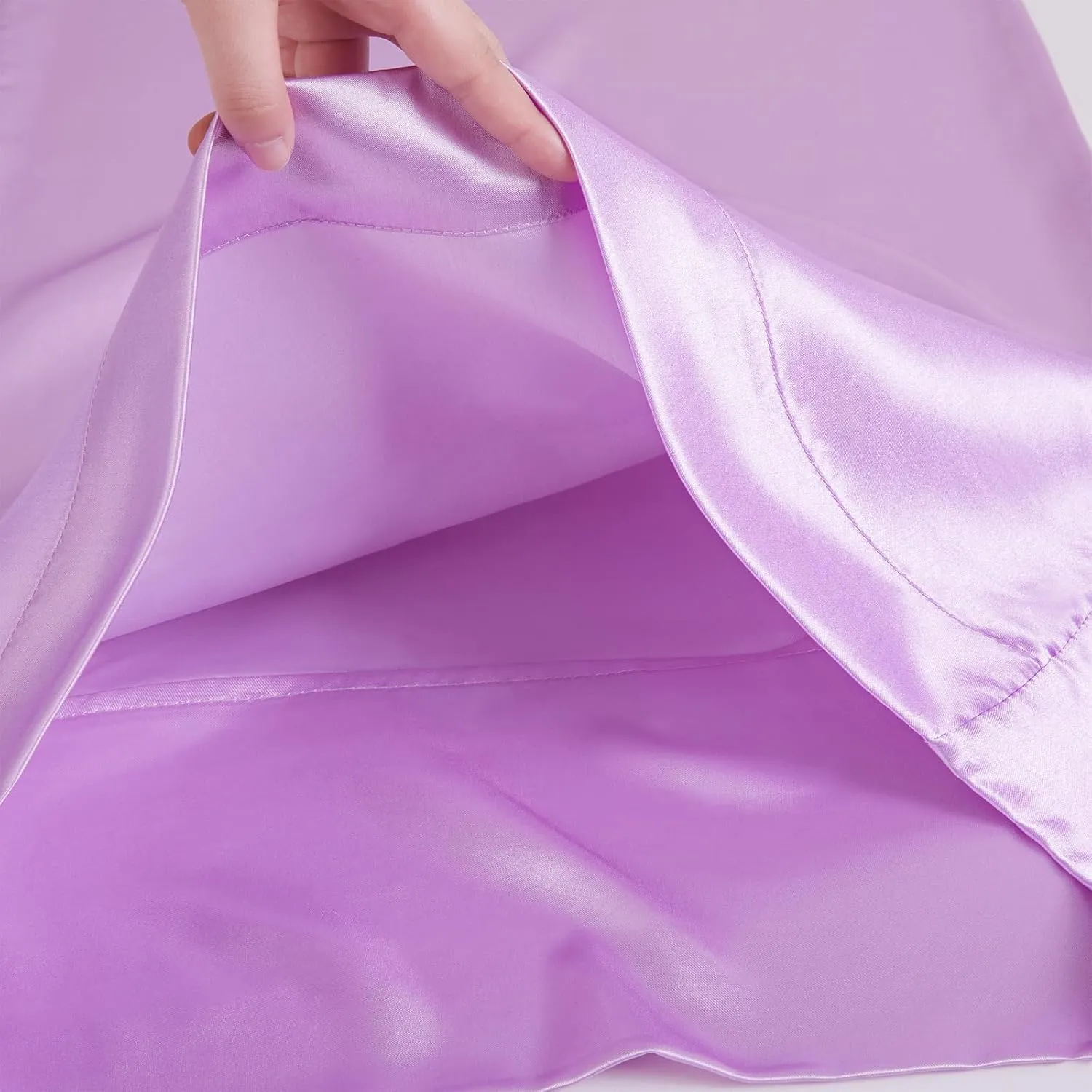 Silk Like Satin Bed Sheets, 6-Piece Lavender California King Size Satin Sheets for Hair and Skin, Luxury Silky Bedding Set with Deep Pocket for Mattress (California King, Lavender)