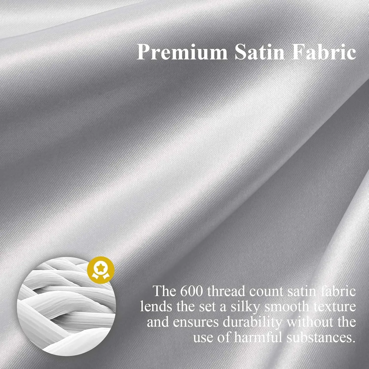 Silk Like Satin Bed Sheets, 6-Piece Silver Grey California King Size Satin Sheets for Hair and Skin, Luxury Silky Bedding Set with Deep Pocket for Mattress (California King, Silver Grey)
