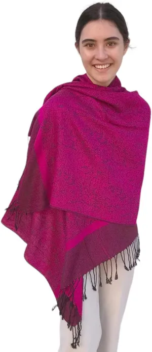 SILVERFEVER Women’s Shawl Vintage Jacquard Paisley Pashmina Special Occasion Wrap Evening Scarf Double Sided Stole