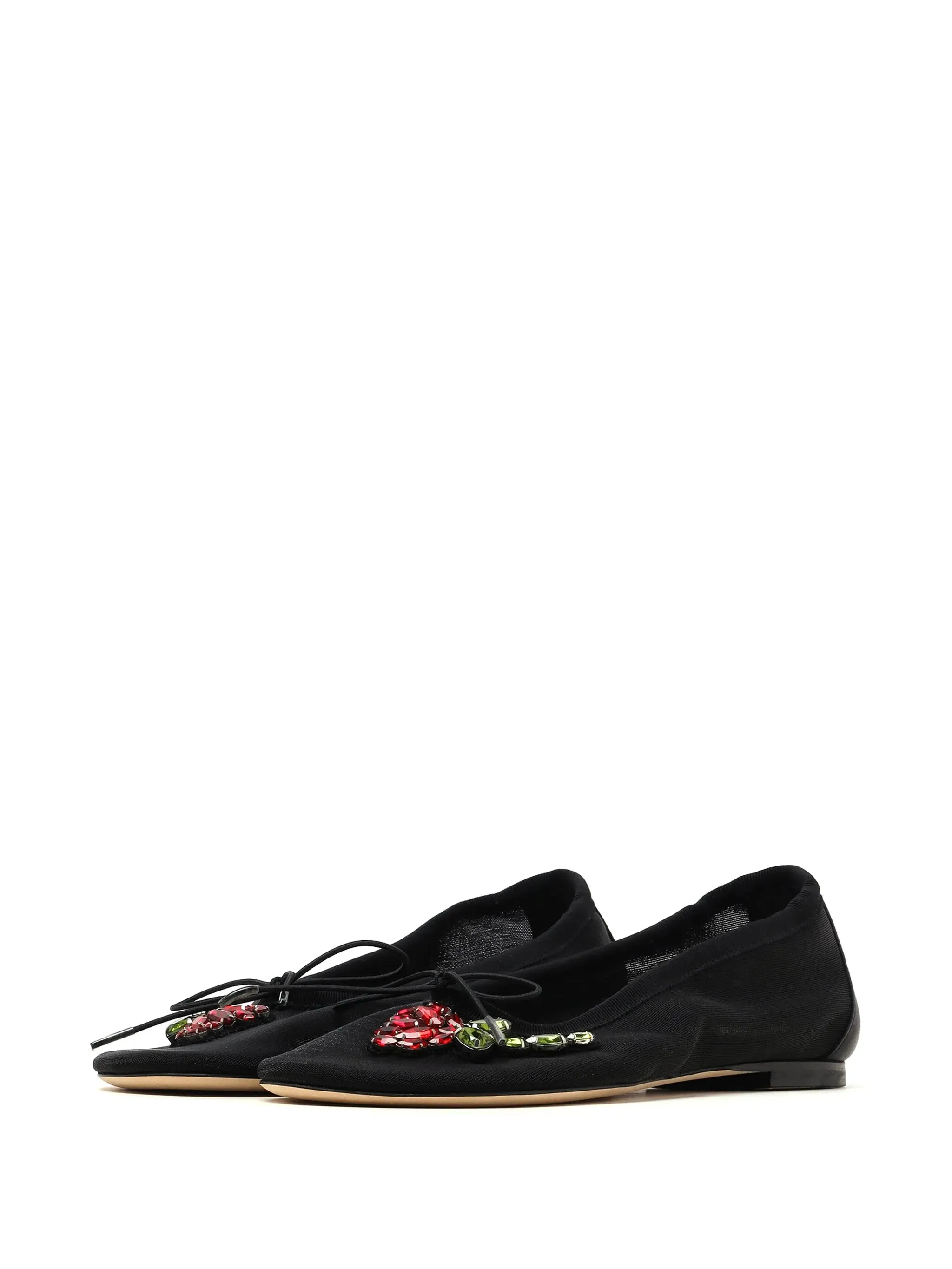 Simone Rocha Flower Mesh Bow Detail Ballerinas