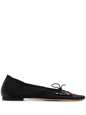 Simone Rocha Flower Mesh Bow Detail Ballerinas