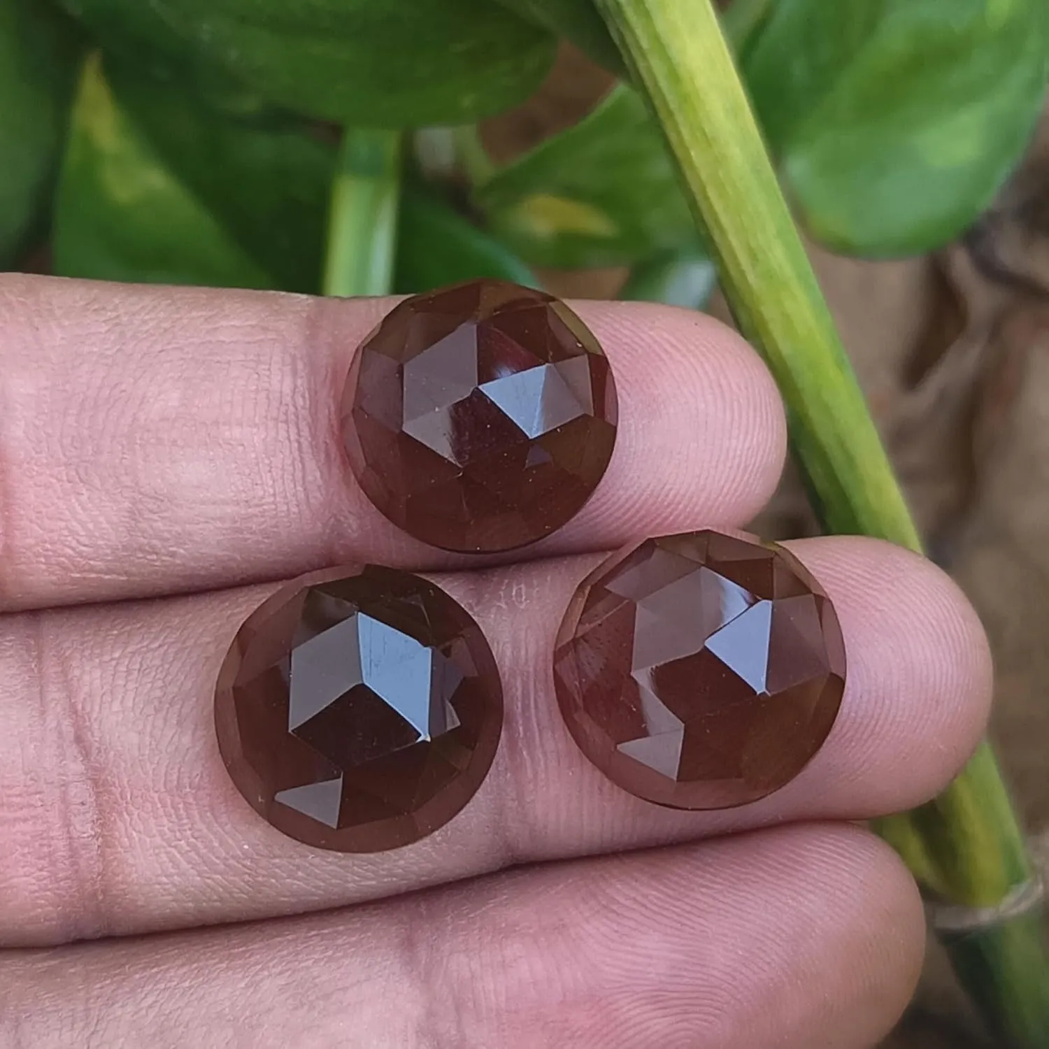 Smoky Quartz Round Cabochon Rose Cut – Faceted Flat Back Natural Gemstones for Jewelry Making, Calibrated Loose Stones in 6mm to 14mm Sizes – Elegant Brown Quartz - 10 Piece Set