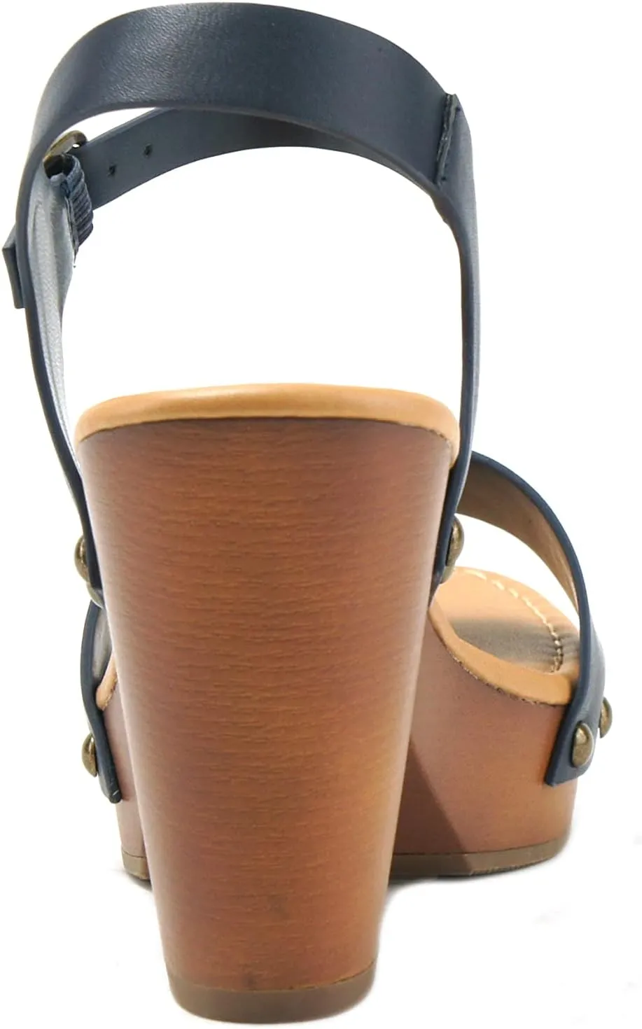 Soda CHIVAS ~ Women's Bold Buckles Studded Wedge Sandal