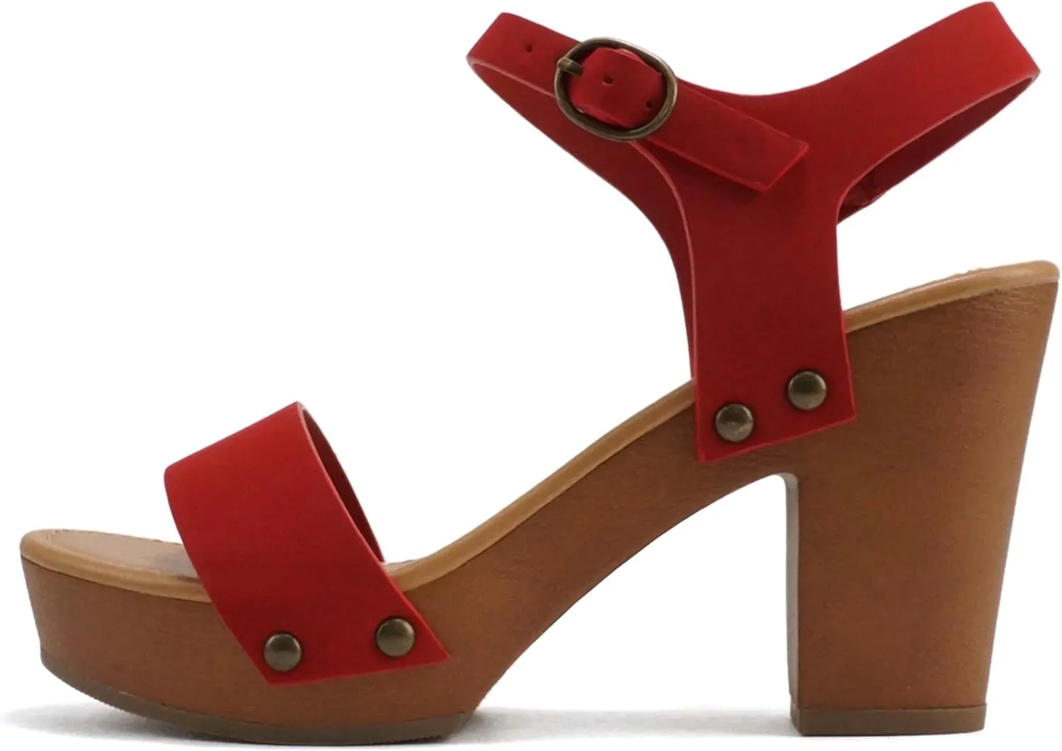 Soda CHIVAS ~ Women's Bold Buckles Studded Wedge Sandal