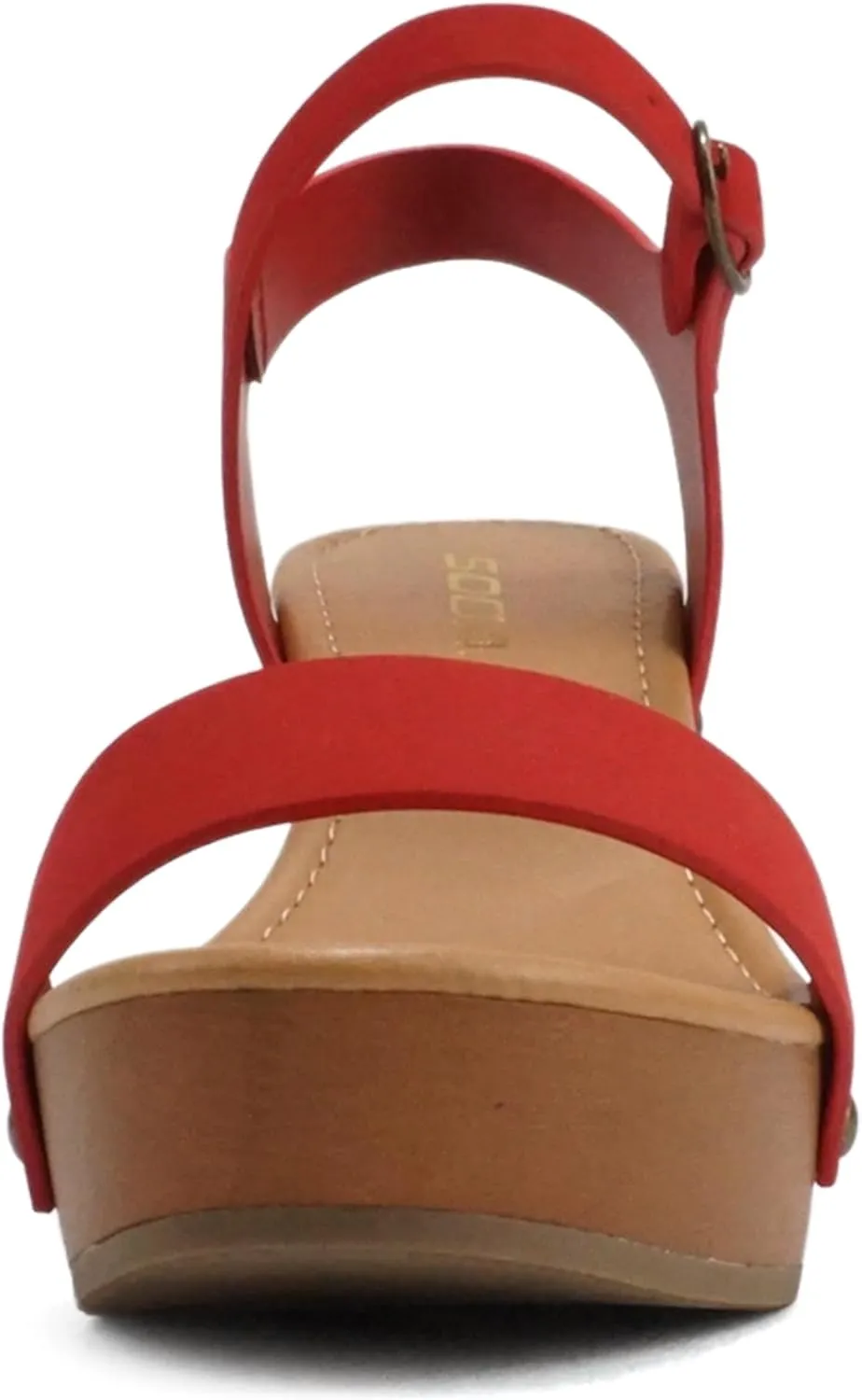 Soda CHIVAS ~ Women's Bold Buckles Studded Wedge Sandal