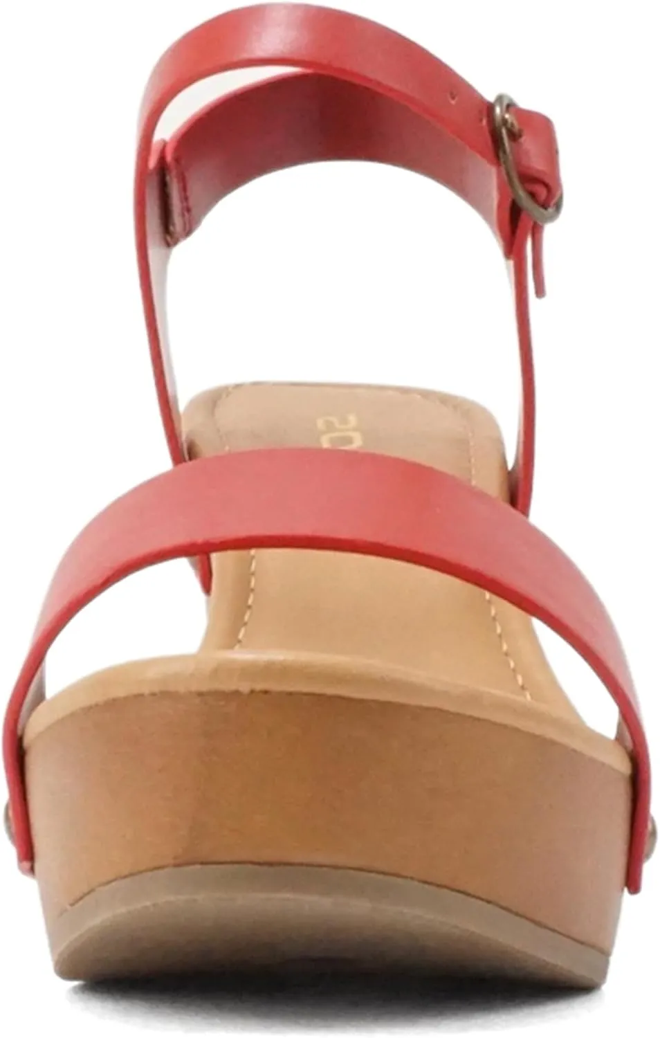 Soda CHIVAS ~ Women's Bold Buckles Studded Wedge Sandal