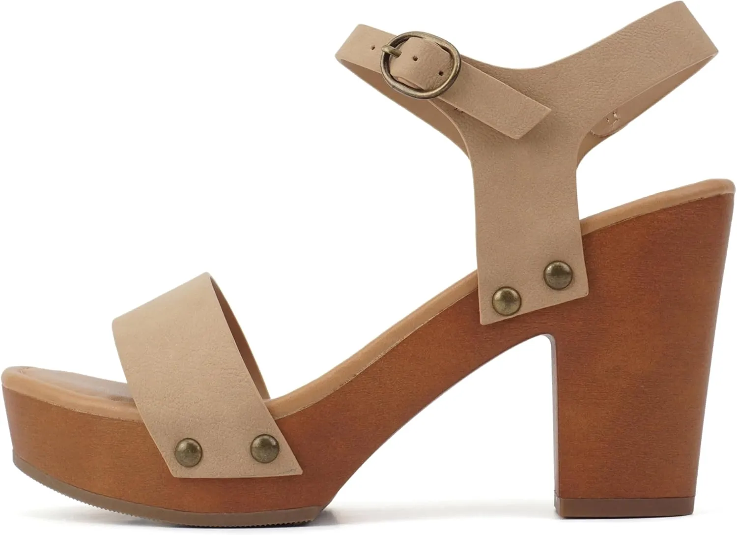 Soda CHIVAS ~ Women's Bold Buckles Studded Wedge Sandal