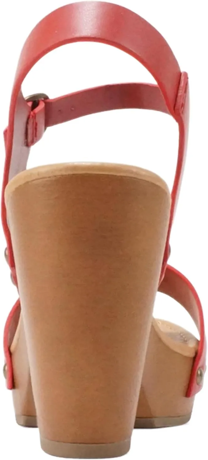 Soda CHIVAS ~ Women's Bold Buckles Studded Wedge Sandal