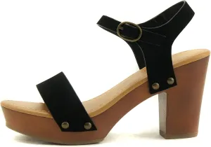 Soda CHIVAS ~ Women's Bold Buckles Studded Wedge Sandal