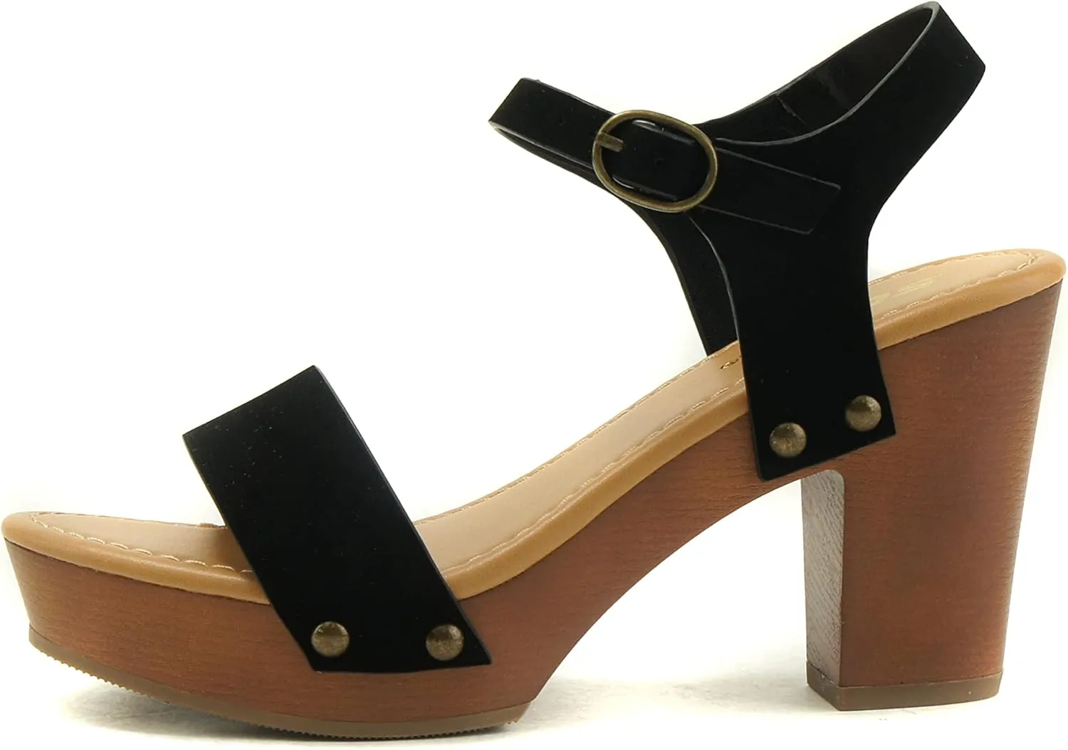 Soda CHIVAS ~ Women's Bold Buckles Studded Wedge Sandal