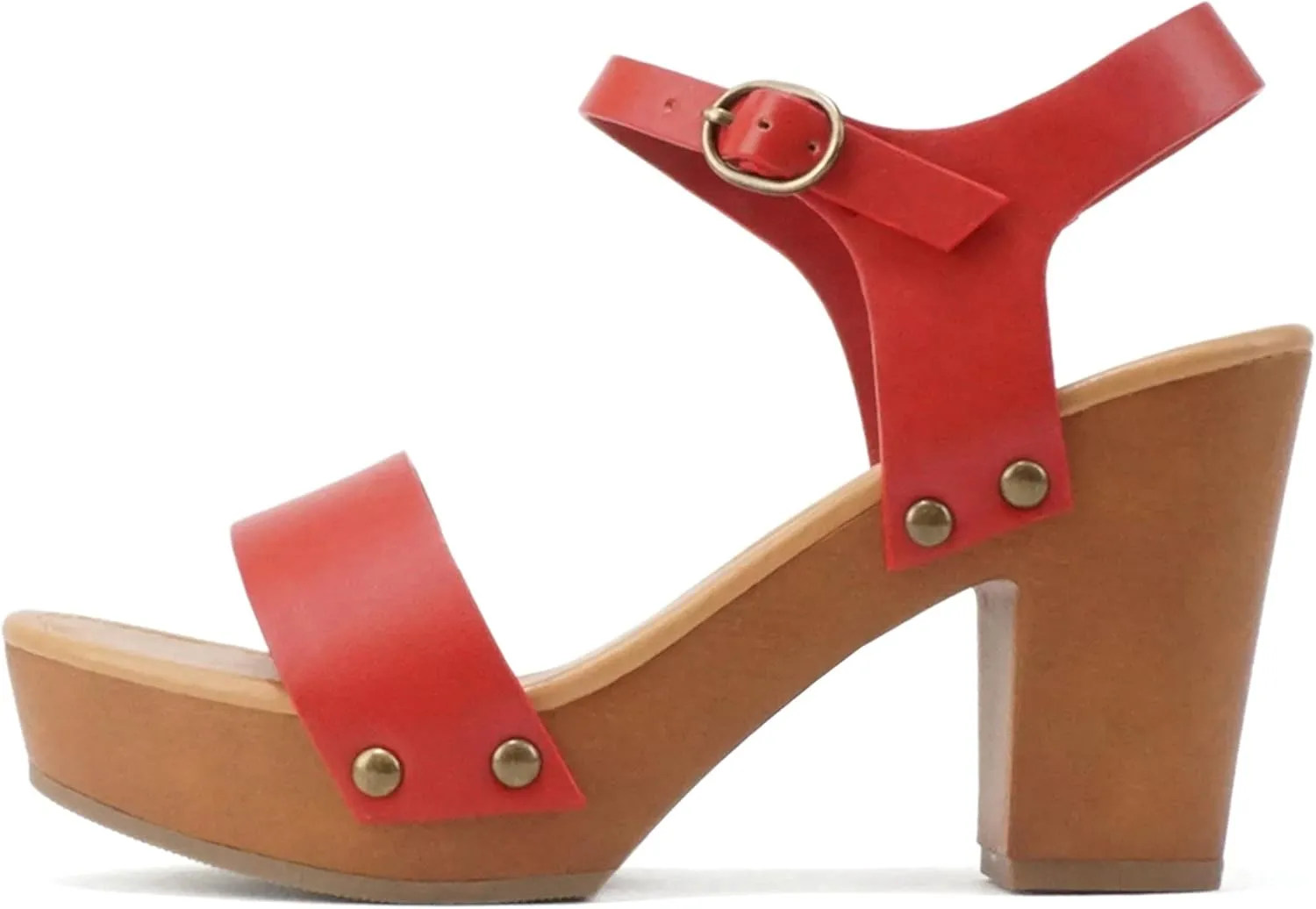 Soda CHIVAS ~ Women's Bold Buckles Studded Wedge Sandal