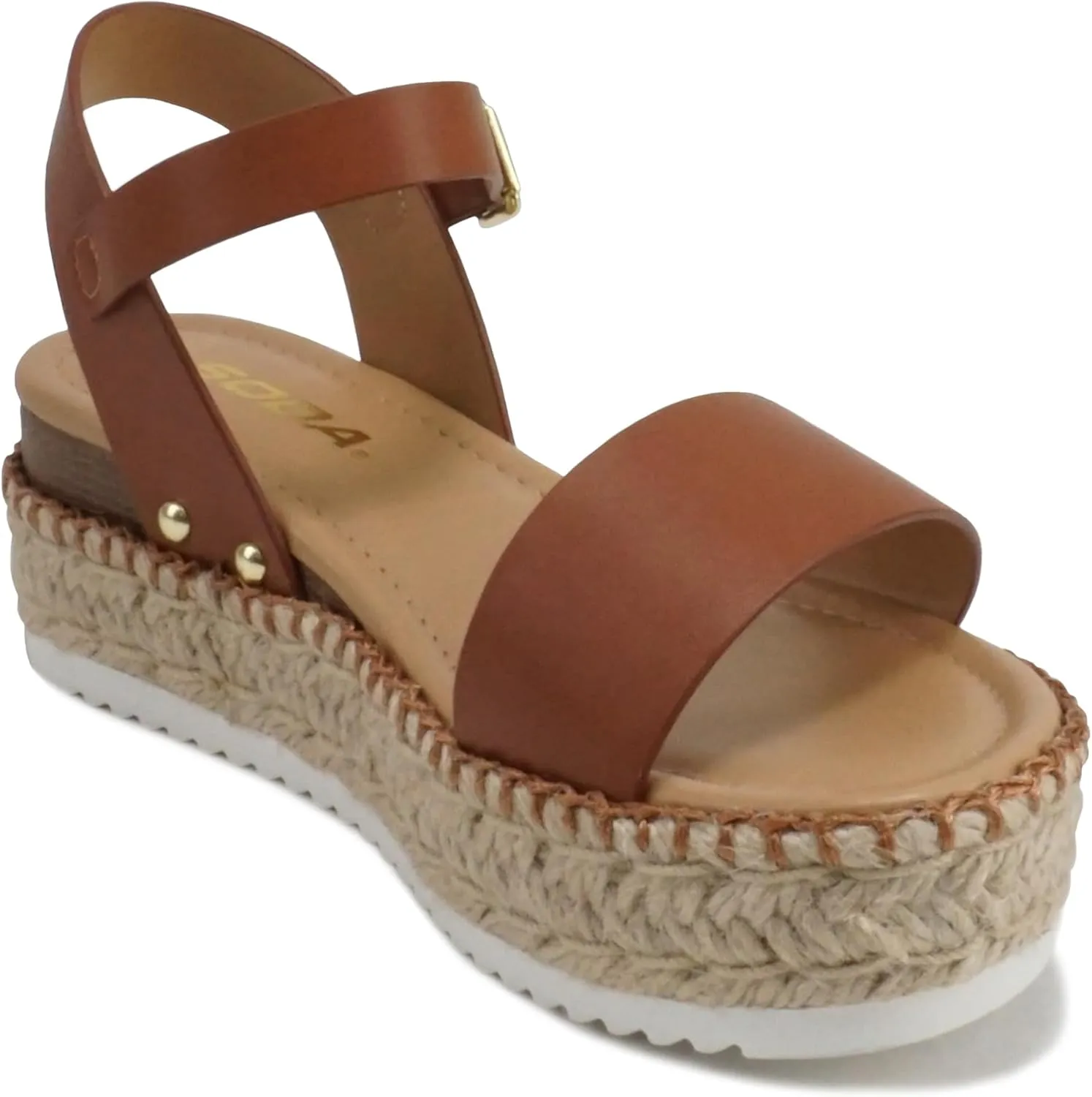 Soda CLIP ~ Women Open Toe Ankle Strap Platform Espadrille Sandal