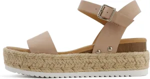 Soda CLIP ~ Women Open Toe Ankle Strap Platform Espadrille Sandal