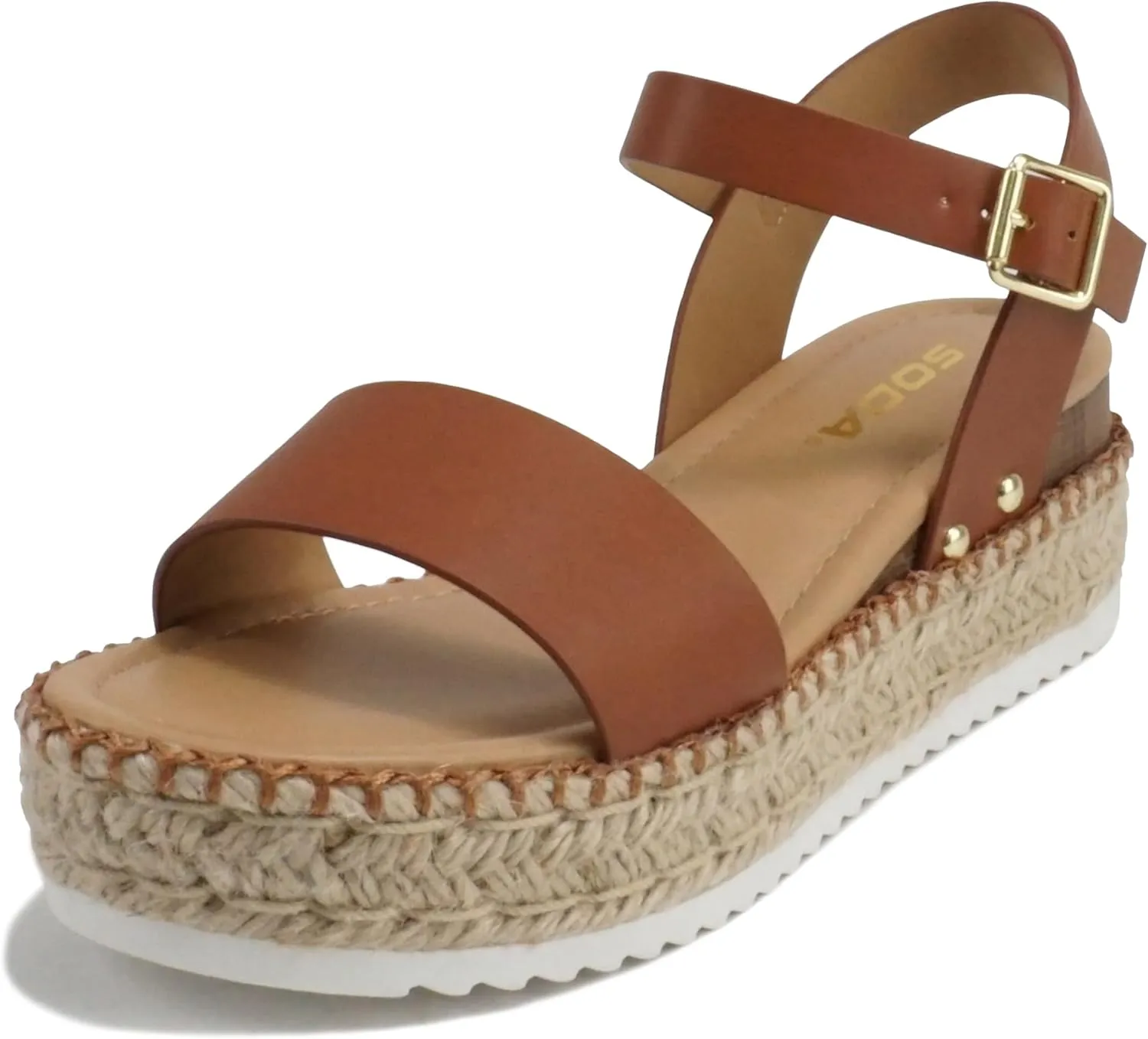 Soda CLIP ~ Women Open Toe Ankle Strap Platform Espadrille Sandal