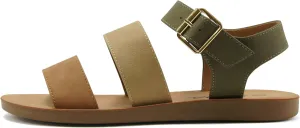 Soda COMING ~ Women Casual Open Toe Two Bands with Ankle Strap Fashion Slide Flat Sandal