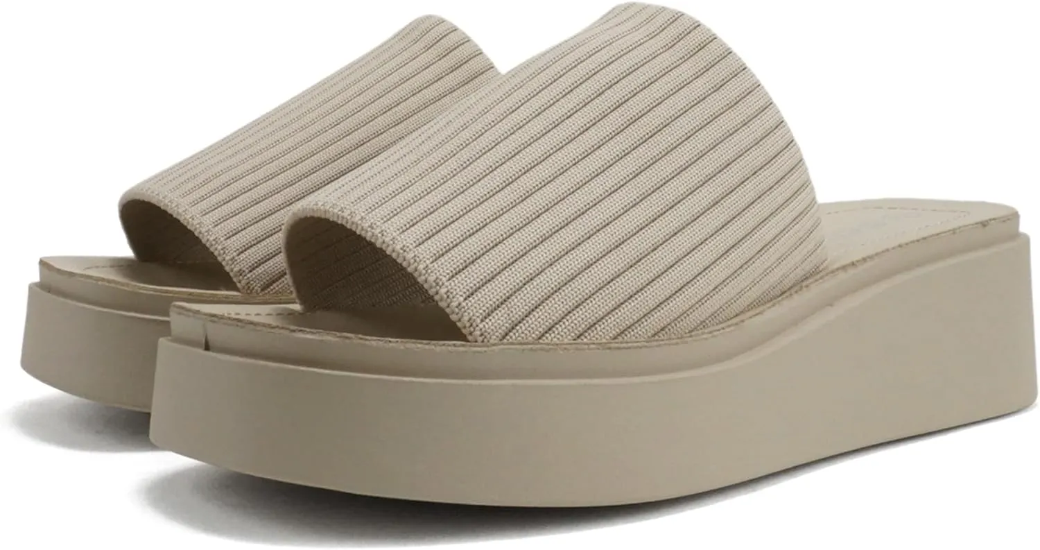 Soda “Farley” ~ Women Open Square Toe Elastic Upper Platform Slide Sandal
