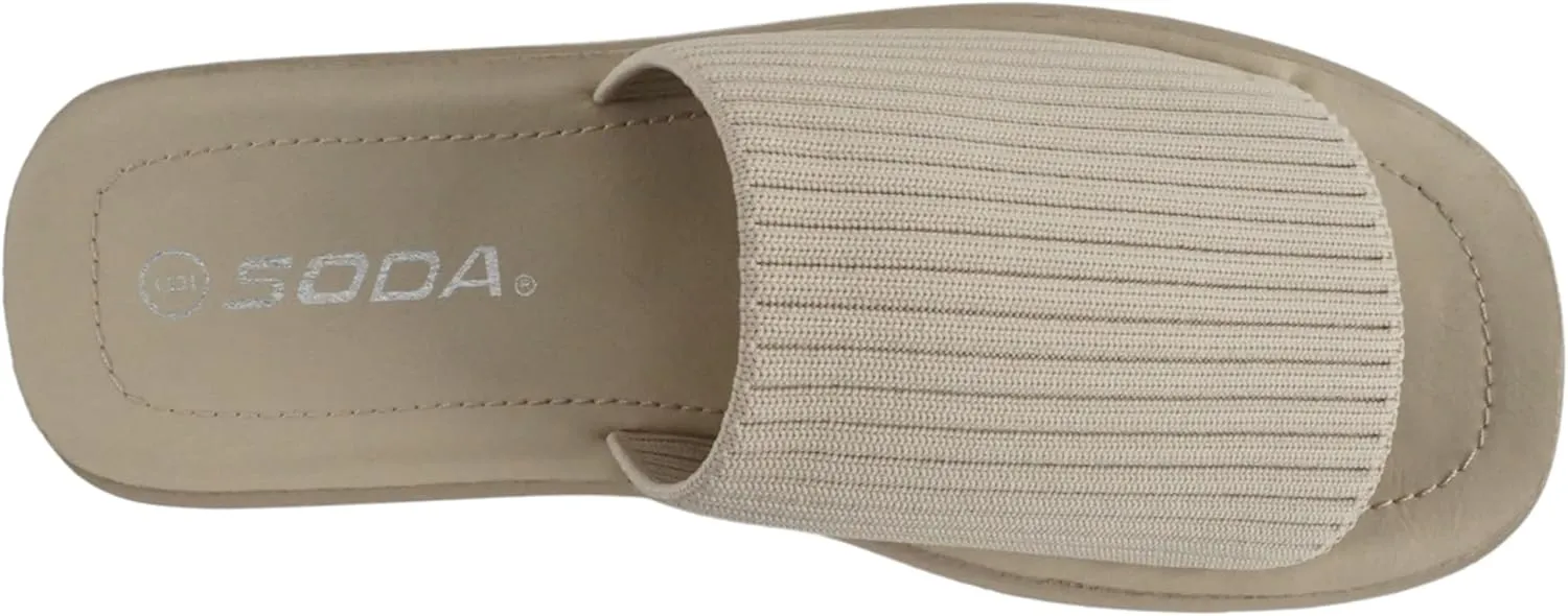 Soda “Farley” ~ Women Open Square Toe Elastic Upper Platform Slide Sandal
