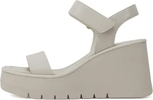 Soda HITTO ~ Women Open Square Toe Single Band Hook & Loop Ankle Strap Lug Sole Wedge Sandal