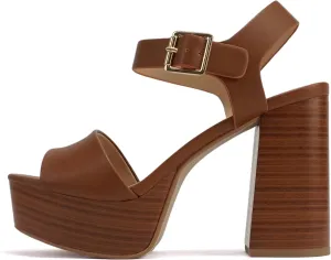 Soda “OPTIONS” ~ Women Open Square Toe Single Band Ankle Strap Buckle Platform High Heel Sandal