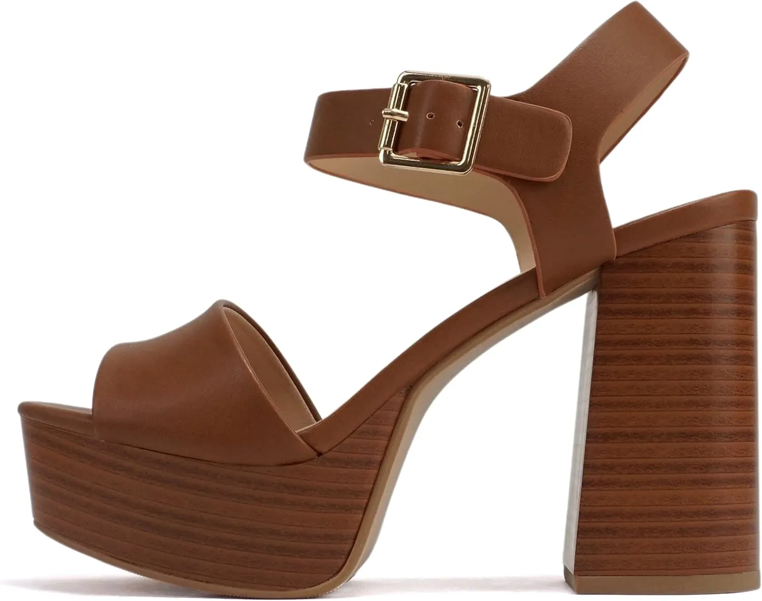 Soda “OPTIONS” ~ Women Open Square Toe Single Band Ankle Strap Buckle Platform High Heel Sandal