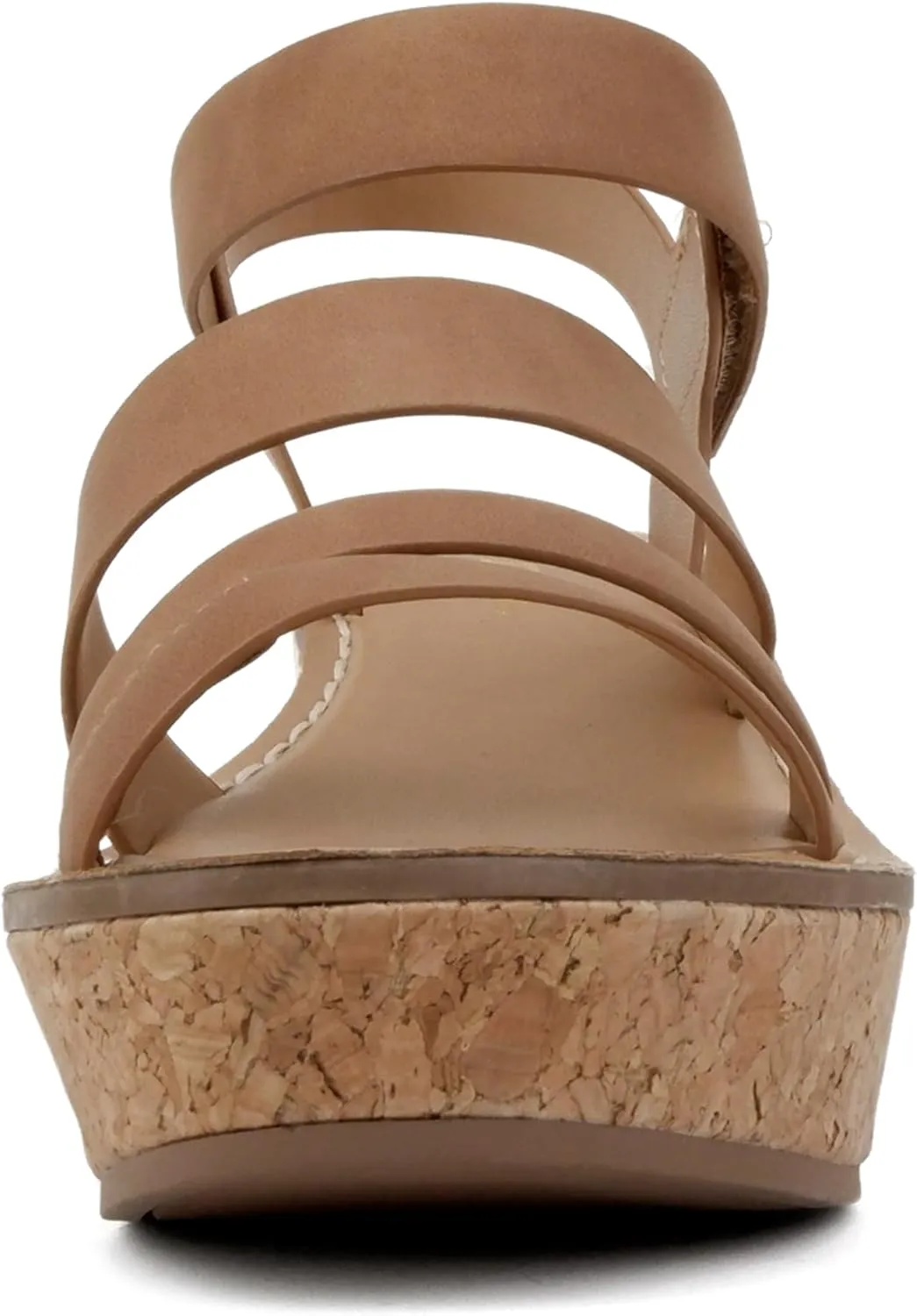 Soda “Sheet” ~ Women Round Toe Multi Strap Wedge Sandal