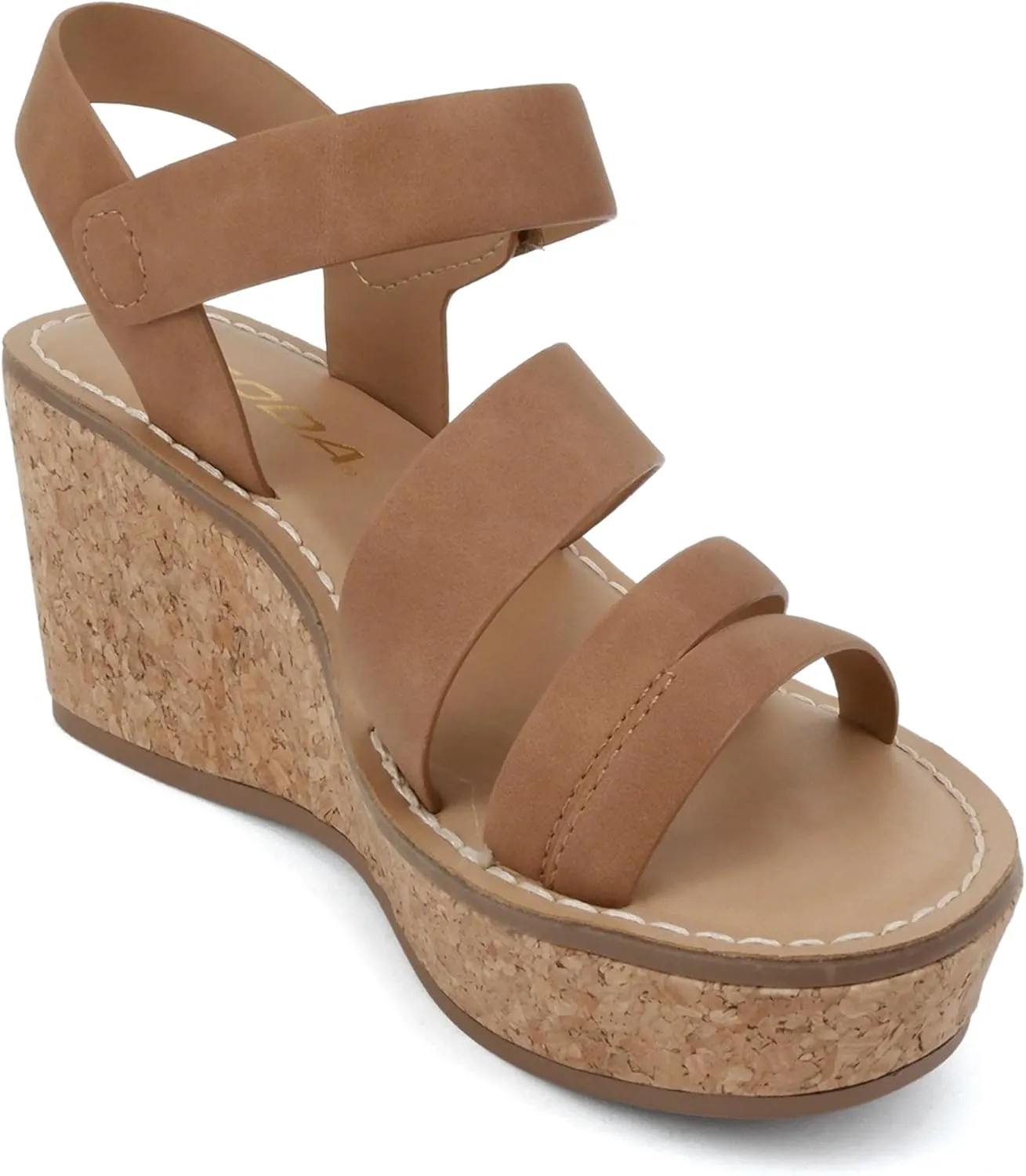 Soda “Sheet” ~ Women Round Toe Multi Strap Wedge Sandal