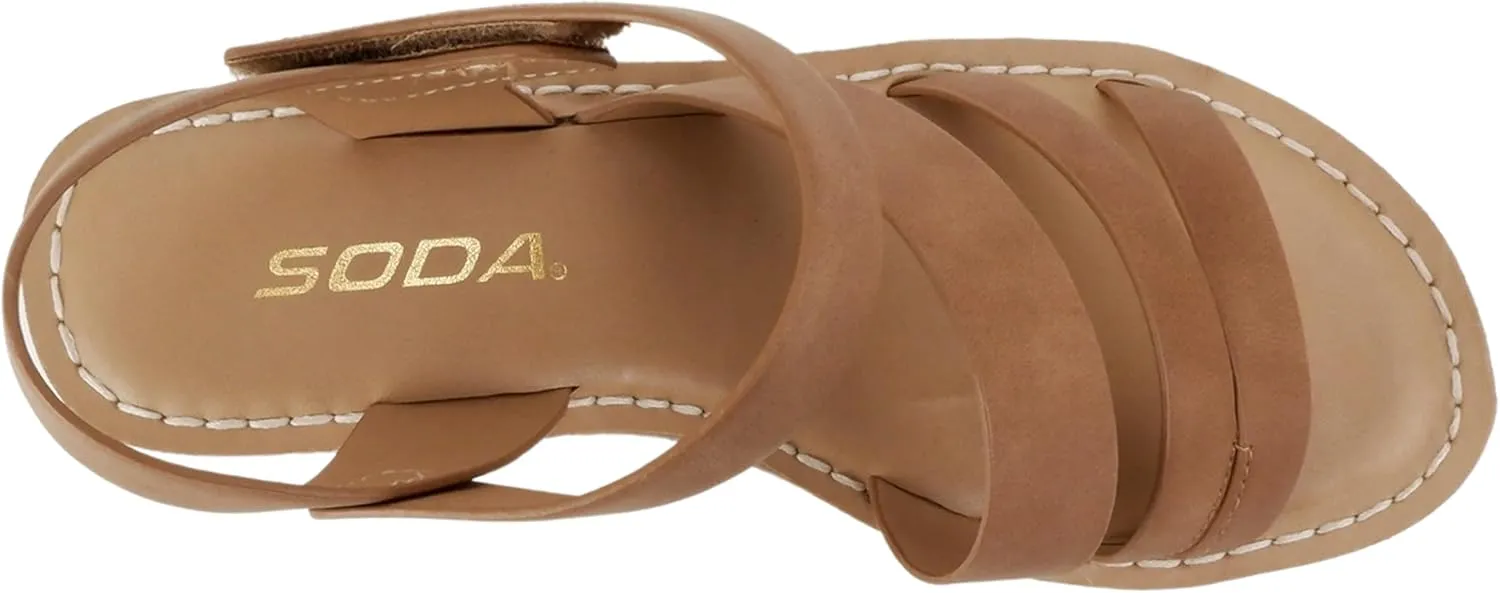 Soda “Sheet” ~ Women Round Toe Multi Strap Wedge Sandal